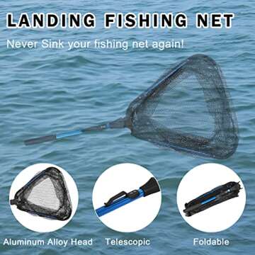 Versatile Fishing Landing Net with Telescoping Pole