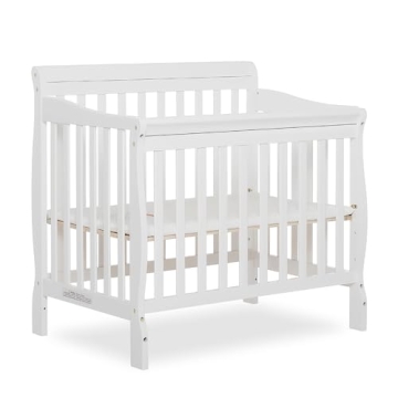 Dream On Me Aden 4-in-1 Convertible Mini Crib in White and Safe Finish