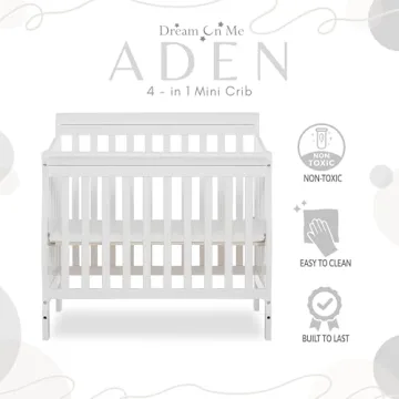Dream On Me Aden 4-in-1 Cute Mini Crib For Small Spaces