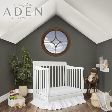 Dream On Me Aden 4-in-1 Cute Mini Crib For Small Spaces