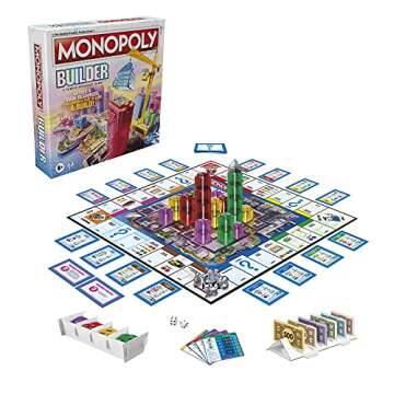 Monopoly Builder Board Game for Kids and Adults, Strategy Games, Family Board Games, for Kids 8 and Up, 2-4 Players