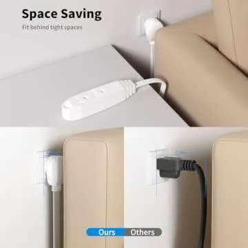 K KASONIC - 12FT Flat Plug Extension Cord, UL Listed 16/3 SPT-3 1625W Power Strip with 3 Outlets, 3 Prong Grounded 13 Amp 125V Indoor Extension Cord for Home Office, 2 Pack