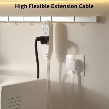 K KASONIC - 12FT Flat Plug Extension Cord, UL Listed 16/3 SPT-3 1625W Power Strip with 3 Outlets, 3 Prong Grounded 13 Amp 125V Indoor Extension Cord for Home Office, 2 Pack