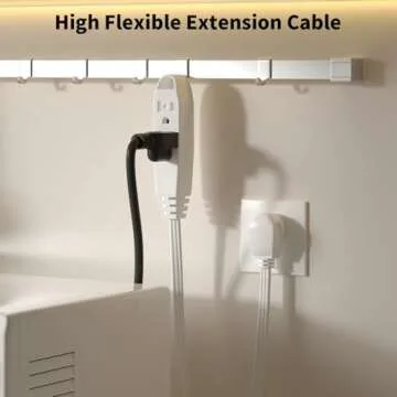 K KASONIC - 12FT Flat Plug Extension Cord, UL Listed 16/3 SPT-3 1625W Power Strip with 3 Outlets, 3 Prong Grounded 13 Amp 125V Indoor Extension Cord for Home Office, 2 Pack