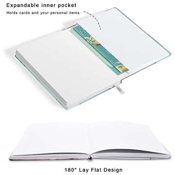 Huamxe Lined Journal Notebook, Hardcover Journal for Women, Medium 5.7 x 8.4 in, 160 Pages Thick Paper, Cute Aesthetic Floral College Ruled Notebook for Writing Journaling Work Office School, Flower