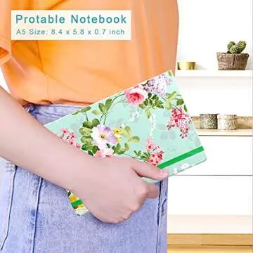 Huamxe Lined Journal Notebook, Hardcover Journal for Women, Medium 5.7 x 8.4 in, 160 Pages Thick Paper, Cute Aesthetic Floral College Ruled Notebook for Writing Journaling Work Office School, Flower