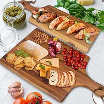 AIDEA Wood Cutting Board with Handle, Cheese Board Charcuterie Board for Cutting and Serving, 17"X11" with 17"X6"