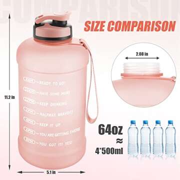 PASER Half Gallon/64oz Motivational Water Bottle with Time Marker & Straw,Leakproof Tritan BPA Free Water Jug,Ensure You Drink Enough Water Daily for Fitness,Gym and Outdoor Sports