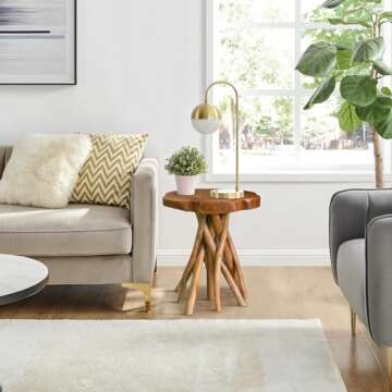 WELLAND Solid Teak Slab Live Edge End Table