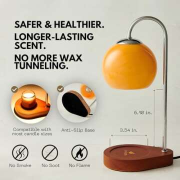 Kimikata Modern Candle Warmer Lamp with Timer and Dimmer, Dimmable Electric Candle Lamp Warmer, Wax Melt Warmer, Glass with Wood Base, Home Decor Gifts 2 Bulbs Included (Brown and Stained Wood Base)