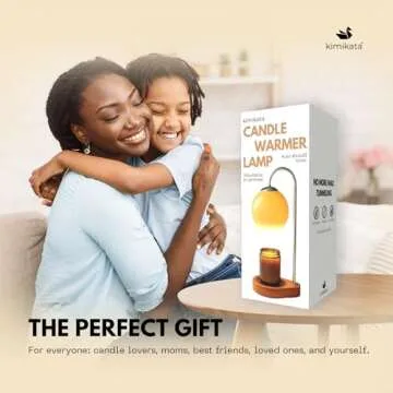 Kimikata Modern Candle Warmer Lamp with Timer and Dimmer, Dimmable Electric Candle Lamp Warmer, Wax Melt Warmer, Glass with Wood Base, Home Decor Gifts 2 Bulbs Included (Brown and Stained Wood Base)