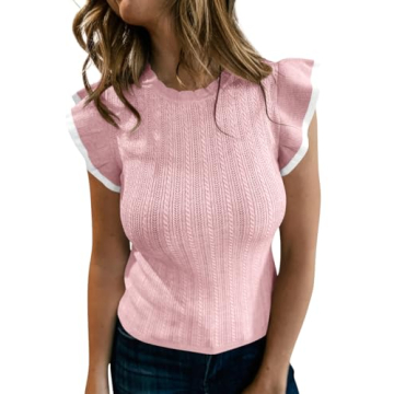 Shop Saodimallsu Womens Ruffle Sweater Vest for Summer