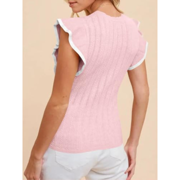 Shop Saodimallsu Womens Ruffle Sweater Vest for Summer