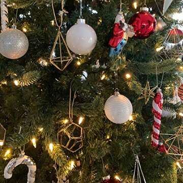 Set of 8 Gold Boho Geometric Decoration Christmas Ornaments, Gold Decor for Christmas, Wedding, Bachelorette Party, Hanging Boho Brass Wire Diamond Shape Decorative Set, Air Plant Holder, 3 Inch