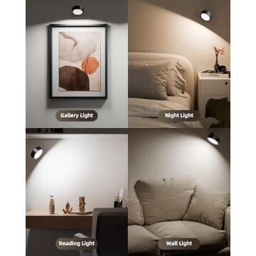 EZVALO LED Wall Mounted Lights, 5500mAh Rechargeable Wall Sconces Lamp, 3 Color Temps & Remote and Touch Control, 360°Rotation Dimmable Cordless Wall Light for Bedroom Reading Study Bedside (2 Pack)
