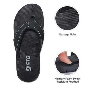 STQ Women's Comfortable Non-Slip Yoga Flip Flops - All Black