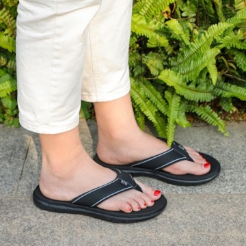 STQ Women's Comfortable Non-Slip Yoga Flip Flops - All Black