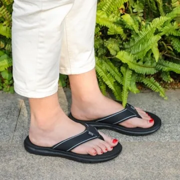 STQ Women's Comfortable Non-Slip Yoga Flip Flops - All Black