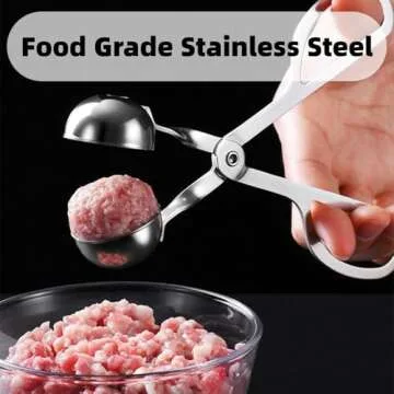 HAOHIZE Meatball Maker, Non Stick Meat Melon Baller Maker Stainless Steel Dough Meatball Scoop Ball Maker Small with Anti Slip Handles for Cake Pops, Melon Baller Scoop
