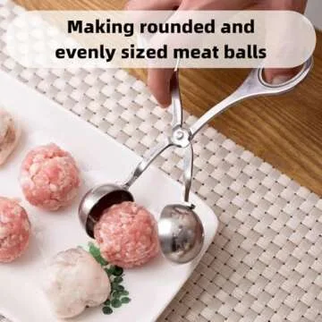 HAOHIZE Meatball Maker, Non Stick Meat Melon Baller Maker Stainless Steel Dough Meatball Scoop Ball Maker Small with Anti Slip Handles for Cake Pops, Melon Baller Scoop