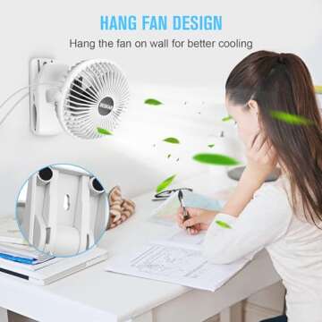 BESKAR Clip on Fan, 360° Rotation Quiet Stroller Fan with Strong Airflow,3 Speeds, Portable Small Fan with Sturdy Clamp,Perfect Personal Cooling Fan for Office Table Bedroom Kitchen