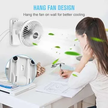 BESKAR Clip on Fan, 360° Rotation Quiet Stroller Fan with Strong Airflow,3 Speeds, Portable Small Fan with Sturdy Clamp,Perfect Personal Cooling Fan for Office Table Bedroom Kitchen
