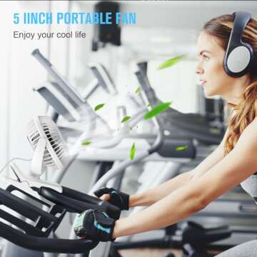 BESKAR Clip on Fan, 360° Rotation Quiet Stroller Fan with Strong Airflow,3 Speeds, Portable Small Fan with Sturdy Clamp,Perfect Personal Cooling Fan for Office Table Bedroom Kitchen