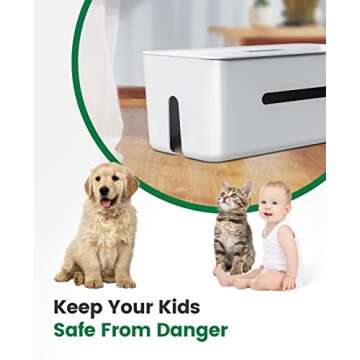 ORICO Cable Management Box with Lock Lid, 12.6" X 6" X 5.3" Cable Organizer Box Made from Electrically Safe ABS Material, Medium Cable Storage Box to Cover & Hide Power Strips & Cords-White