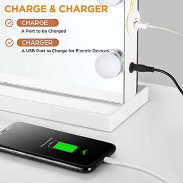 M MIVONDA Hollywood Vanity Mirror with LED Lights and USB Charge