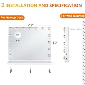 M MIVONDA Hollywood Vanity Mirror with LED Lights and USB Charge