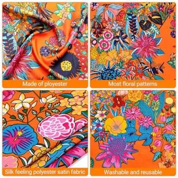 53” Large Head Scarf for Women - Silk Satin Scarf for Hair Wrapping at Night Bandana Square Scarf ...