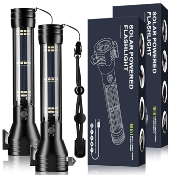 Otdair Solar/Rechargeable LED Flashlight, Multi Function Ultra Bright Flashlight, Emergency Strobe L...