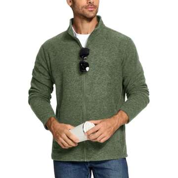 TACVASEN Fleece Jackets for Men - Lightweight Outdoor Travel Coat with Pockets