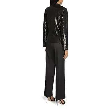 Tahari ASL Women's Sequin Notch Collar Flap Pocket Jacket, Size 8