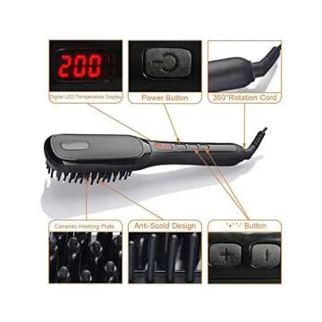 Xnuoyo Beard Straightener Brush with Anti-Scald Feature