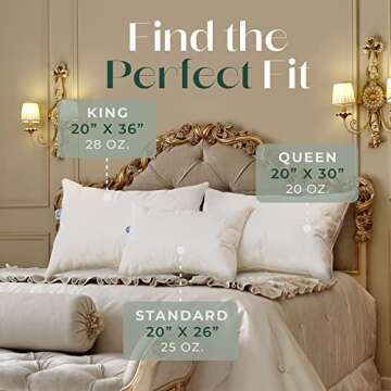 East Coast Bedding - King Size Pillow Pack of 1 - Firm Luxury Hotel Pillow for a Luxury Bed - 100% European Goose Down Pillow 800FP - Featherless Pillow for Sleeping