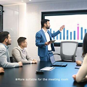 Thaweesuk Shop New 2 Piece Grey Executive Modern Ergonomic Office Chair Modern Executive Mesh Chair Mid Back Seat Caster Chairs Wheels Base Computer Furniture 20.7" L x 24" W x 35.4"-39.4" H