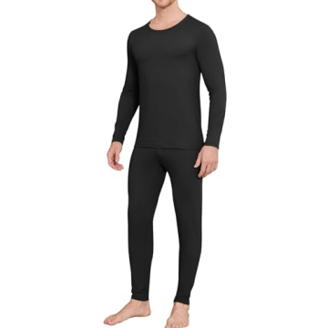 Ekouaer Men Thin Thermal Underwear Set Soft Long Johns Set 2 Pcs Warm Base Layer Top & Bottom for Co...