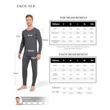 Ekouaer Men's Thermal Underwear Set for Cold Weather Comfort