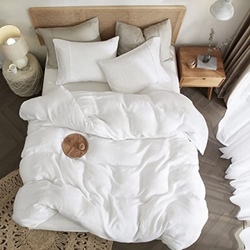 HYPREST King Size Linen Duvet Cover Set for Elegant Comfort