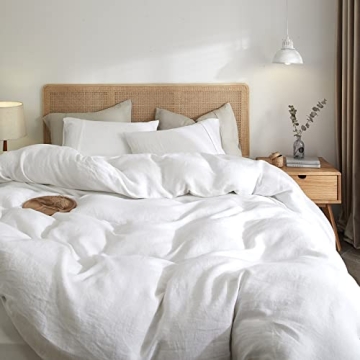 HYPREST King Size Linen Duvet Cover Set for Elegant Comfort