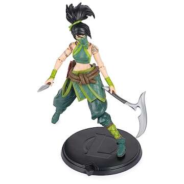 League of Legends, Official Akali Premium Collectible Action Figure with Base, Over 7-Inches Tall, The Champion Collection, Collector Grade, Ages 14 and Up
