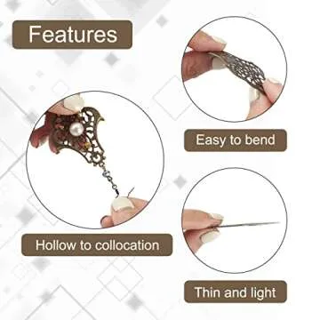 FASHEWELRY 120Pcs/box Antique Bronze Iron Filigree Connector Charm Pendants Tibetan Metal Filigree Findings for DIY Hairpin Necklace Jewelry Making