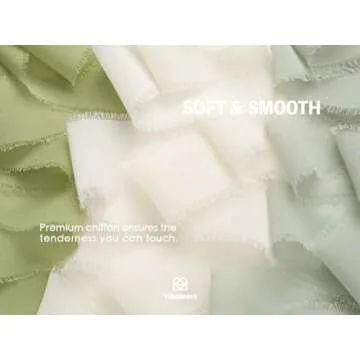 Vitalizart Sage Green Handmade Chiffon Silk Ribbon Fringe 1.5" x 21 Yd Frayed Edges Ribbons for Wedding Invitations Bridal Bouquets Gifts Wrapping Crafts Holiday Party Decorations