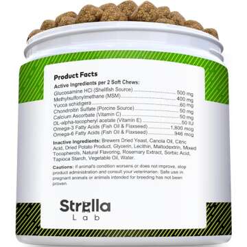 Glucosamine Treats for Dogs - Joint Supplement w/Omega-3 Fish Oil - Chondroitin, MSM - Advanced Mobi...