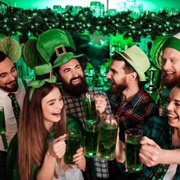 BrizLabs 2 Pack Shamrock String Lights, 17.06ft 50 LED Green Lucky Clover Light, Battery Powered Silver Wire Lights for St.Patrick's Day Irish Day Party Home Decor