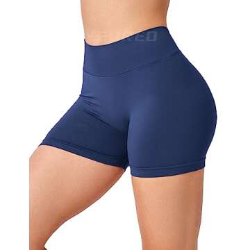 YEOREO Workout Scrunch Shorts Women V Back Gym Butt Lifting Liz High Waisted Seamless Shorts Indigo S