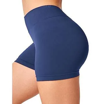 YEOREO Workout Scrunch Shorts Women V Back Gym Butt Lifting Liz High Waisted Seamless Shorts Indigo S