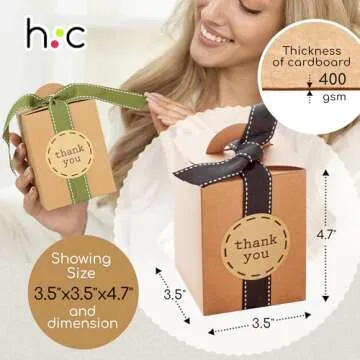 Kraft Gift Boxes with Ribbons & Stickers - 20 Pack