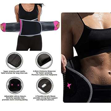 Women Waist Trainer Belt Waist Cincher Trimmer Slimming Body Shaper Belt for Sport Workout Pink